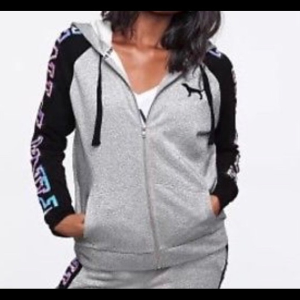 Victoria’s Secret PINK Gray Sequin Full Zip Hoodie